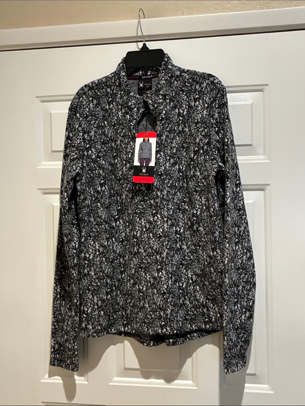 Spider active Heathered Black & White Quarter-Zip Pullover